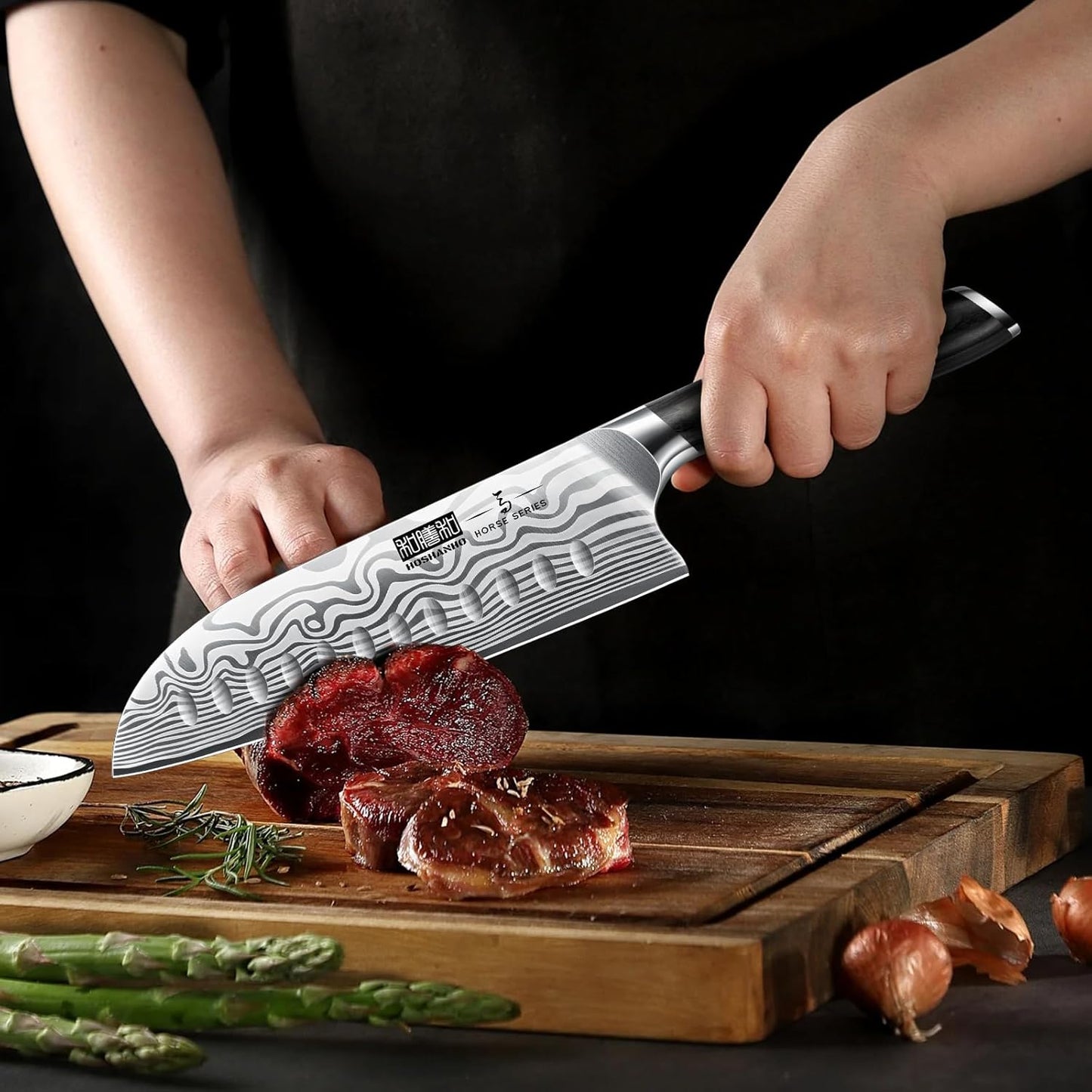 HOSHANHO Fillet Knife 7 Inch, Razor Sharp Boning Knife for Meat Poultry Chicken Cutting, Japanese High Carbon Powder Steel Fish Knife with Flexible Blade and Pakkawood Handle