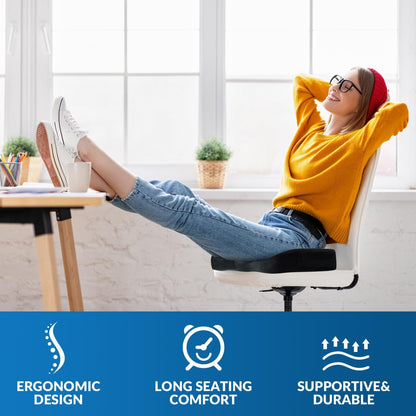 Lumbar Support Pillow for Office Chair Car Memory Foam Back Cushion Back Pain Relief Improve Posture Large Back Pillow for Computer, Gaming Chair, Recliner with Mesh Cover Double Adjustable Straps
