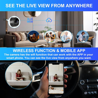 1080P WiFi Mini Hidden Spy Camera Wireless Nanny Spy Cam Home Security Surveillance Camera Micro Small Indoor Secret Monitor Video Cam with Motion Detection App Control（Black）