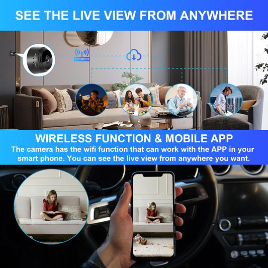 1080P WiFi Mini Hidden Spy Camera Wireless Nanny Spy Cam Home Security Surveillance Camera Micro Small Indoor Secret Monitor Video Cam with Motion Detection App Control（Black） - PuriLite