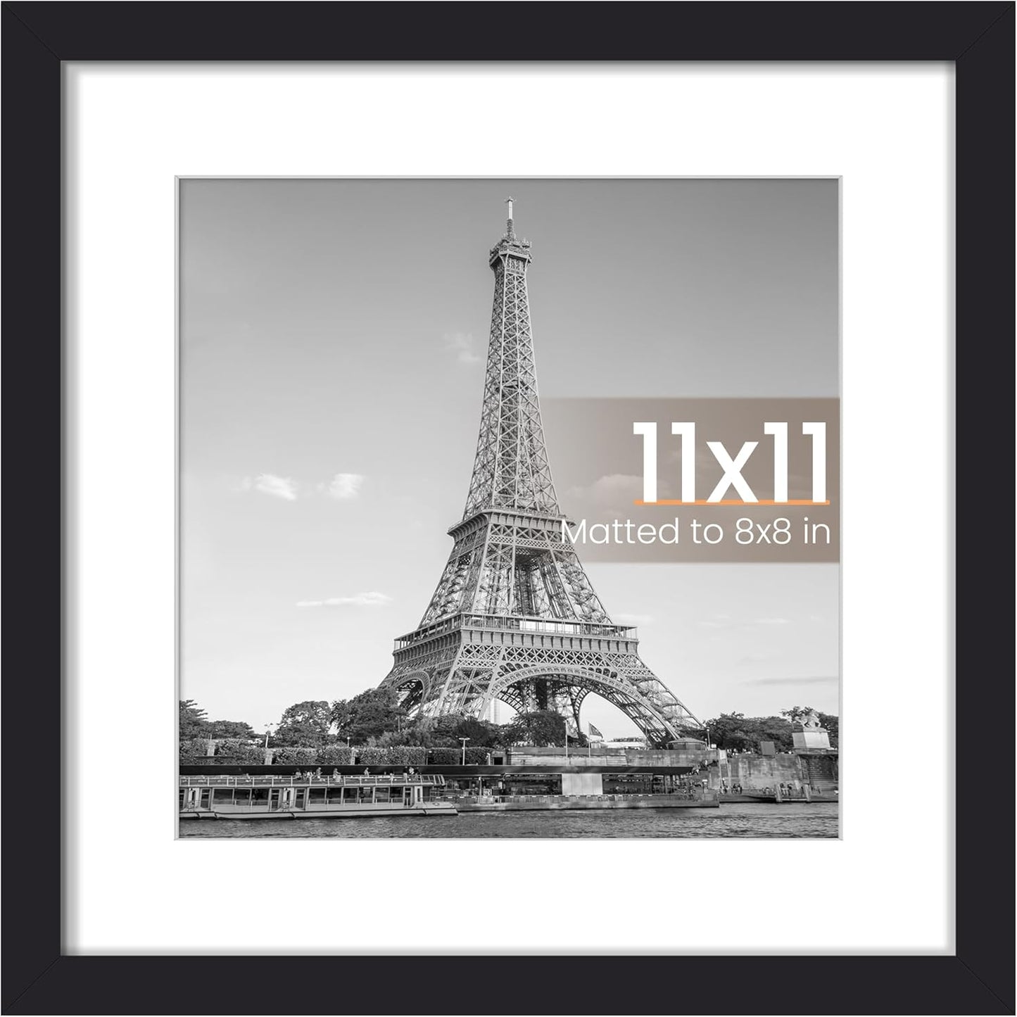 upsimples 11x14 Picture Frame, Display Pictures 8x10 with Mat or 11x14 Without Mat, Wall Hanging Photo Frames, Black