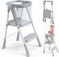 Orzbow Toddler Tower, Foldable Step Stool Kitchen Helper, Safety Rail & Net