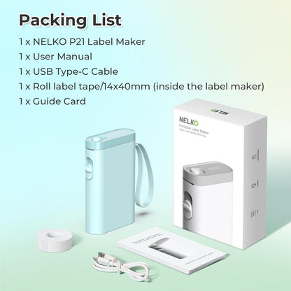 Nelko Label Maker Machine with Tape, P21 Portable Bluetooth Label Printer, Wireless Built-in Cutter Sticker Maker Mini Label Makers with Multiple Templates for School Organizing Office Home, White