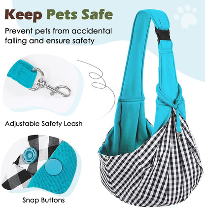 Pawaboo Small Dog Sling Carrier, Reversible Hands Free Dog Sling Carrier for Small Dogs and Cats, Puppy Sling Carrier with Adjustable Strap Buckle & Safety Harness, Puppy Essentials, Grey