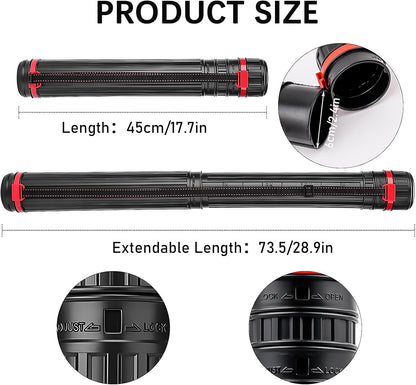 3PCS Drawing Tube Blueprint Case, Expand from 17.5" to 28”, Poster Tubes with Shoulder Strap Telescoping Art Tube Plastic Black Storage Tube, Waterproof and Light Resistant (3PCS)