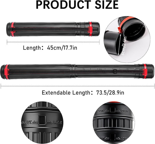 3PCS Drawing Tube Blueprint Case, Expand from 17.5" to 28”, Poster Tubes with Shoulder Strap Telescoping Art Tube Plastic Black Storage Tube, Waterproof and Light Resistant (3PCS)
