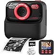 Mgaolo Kids Camera with Instant Print, Thermal Printing Digital Camera Gift for 3-12 Years Old Children, Safe Ink-Free Design, Toy for Creativity & Learning (Black)