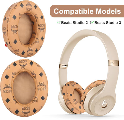 Studio 3 Ear Pads Cushions Replacement Earpads for Beats Studio 2 & Studio 3 Wired & Wireless Headphones,Ear Cushions Memory Foam Earpads with Soft Protein Leather Replacement Parts -White Floral