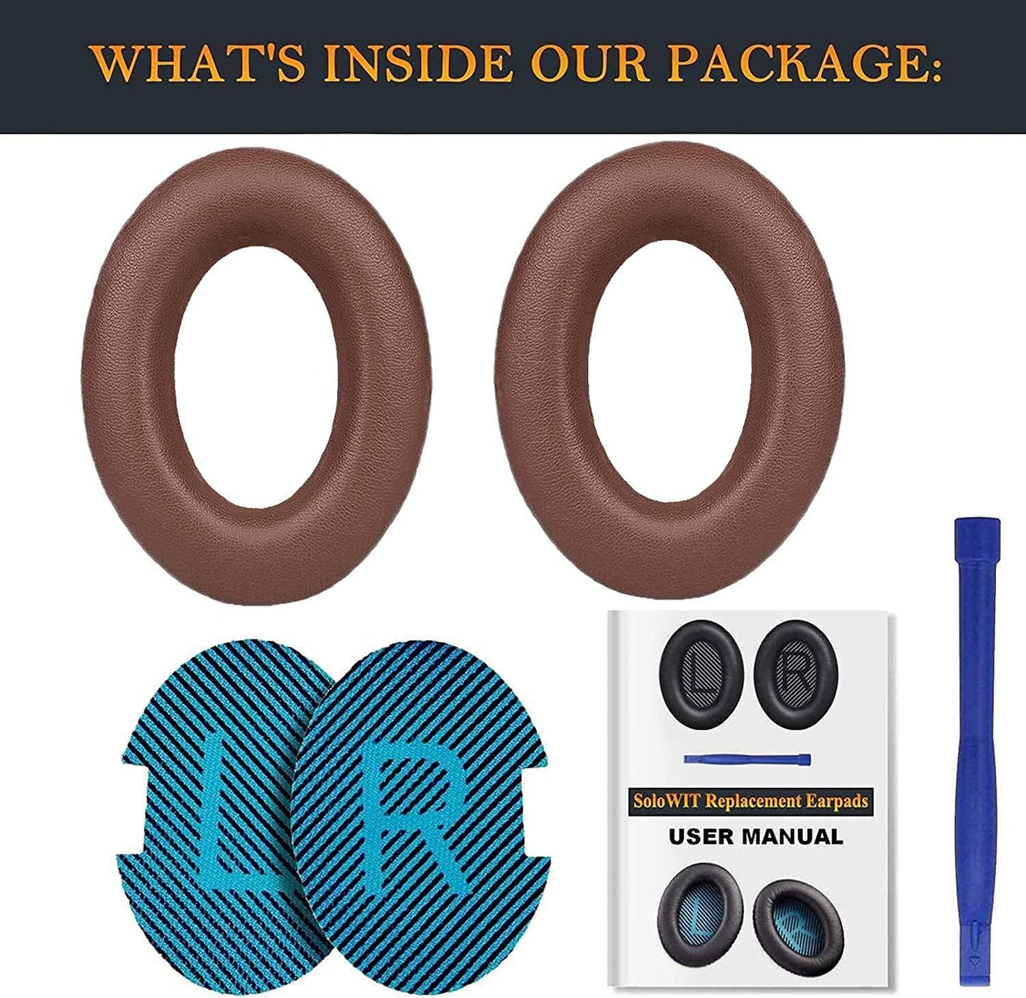 SoloWIT Earpads Cushions for Bose Headphones, Replacement Ear Pads for Bose QuietComfort 15 QC15 QC25 QC2 QC35/Ae2 Ae2i Ae2w/SoundTrue & SoundLink Around-Ear Series - QC25 PL Black&Blue