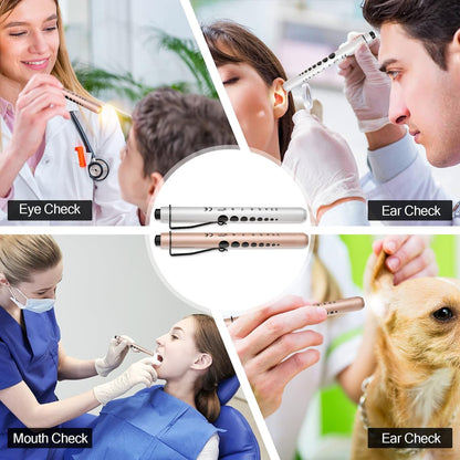 RISEMART Pen Lights for Nurses, 2 Pack Reusable Medical Light with Pupil Gauge and Ruler, White Light LED Penlight for Student Doctors EMT (Black/White)