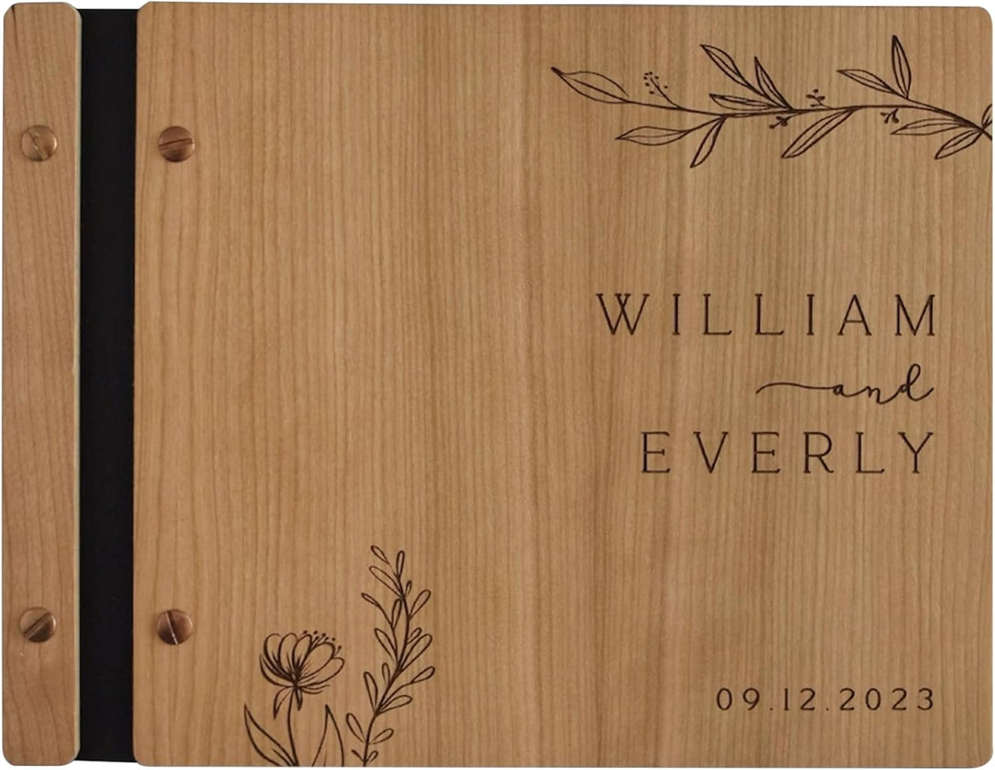 TOPWOOZU Personalized Wedding Guestbook, Custom Wooden Guest Book Sign Books for Wedding Reception