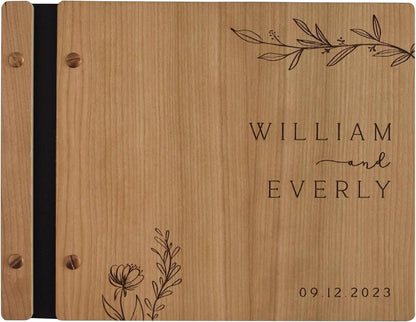 TOPWOOZU Personalized Wedding Guestbook, Custom Wooden Guest Book Sign Books for Wedding Reception