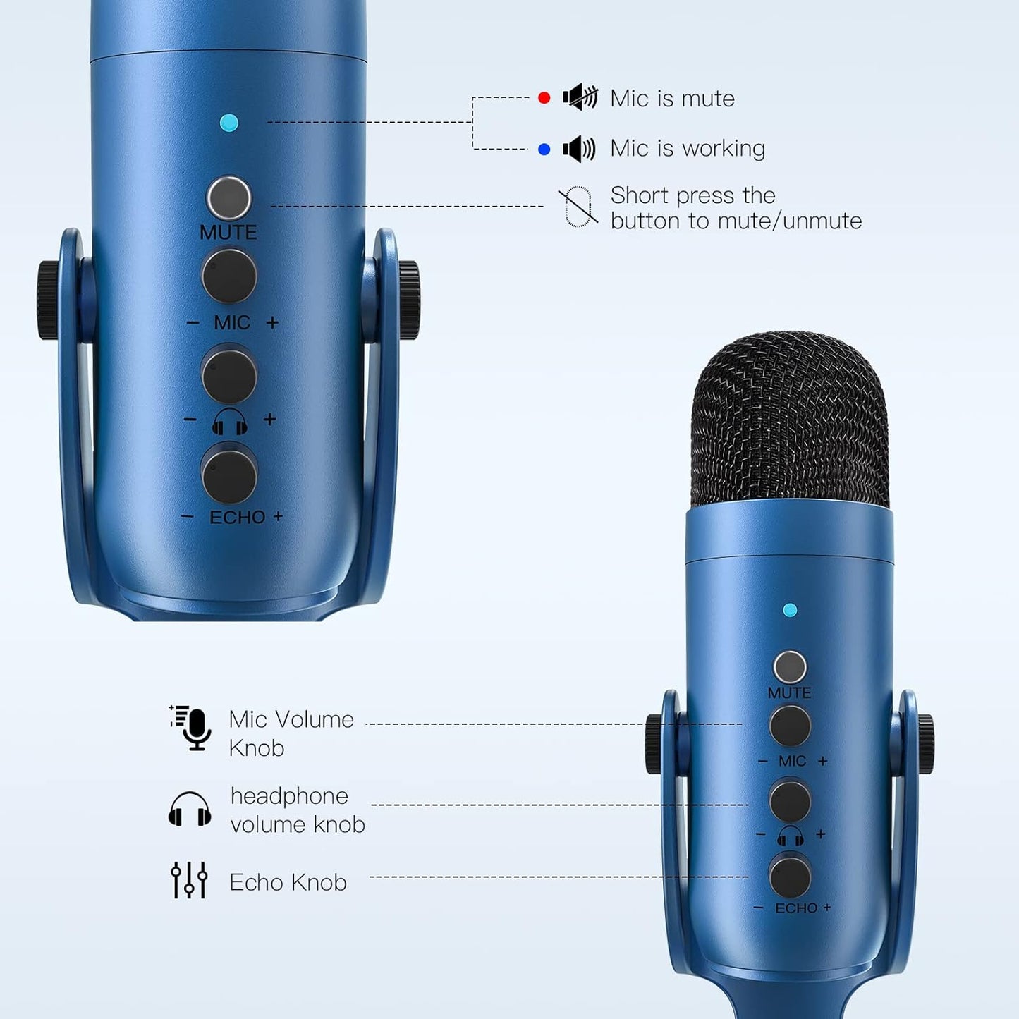 ZealSound USB Microphone,Condenser Phone Computer PC Mic kit,Plug&Play Gaming Microphones for PS 4&5.Mic Gain&Volume Control,Echo &Mute Button for Vocal,Record,Streaming,Discord YouTube Podcast on Mac