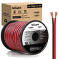 Nilight 100FT 14AWG Copper Clad Aluminum Wire 14/2 Gauge Red Black CCA Electrical Cable 2 Conductor Parallel 12V/24V DC Flexible Extension Cords for Car Audio Radio Speaker Amplifier