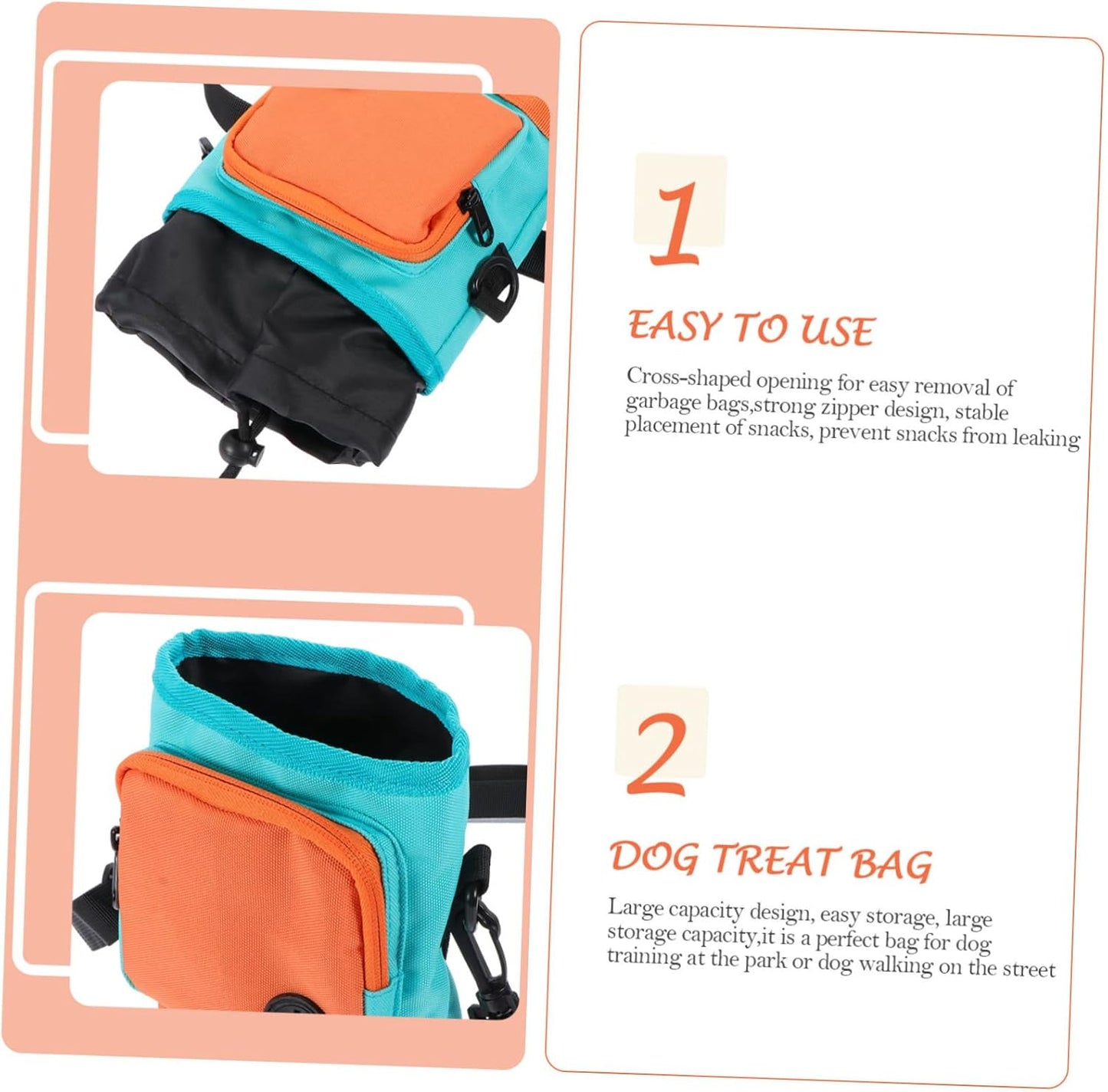 Dog Treat Pouch with Adjustable Waist Strap Lightweight and Durable Pet Training Bag for Treats and