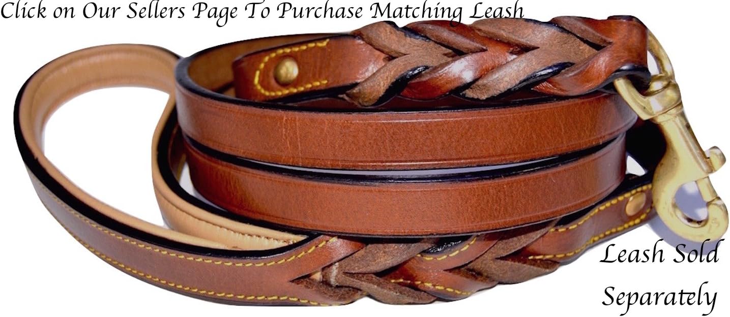 Soft Touch Collars Padded Leather Dog Collar, Large Brown - Genuine Real Leather, 24" Long x 1.5 Wide, Fits Neck Size 18" to 21" Inches
