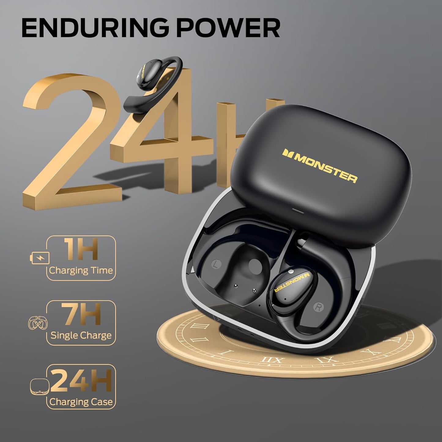 Monster Open Ear AC520 Headphones, Bluetooth 6.0 Wireless Earbuds with HiFi Sound, Open Ear Earbuds with 24H Playtime, Unique Handbag Design, ENC Clear Call, IPX6 Resistance Wireless Headphones