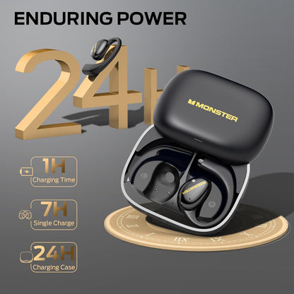 Monster Open Ear AC520 Headphones, Bluetooth 6.0 Wireless Earbuds with HiFi Sound, Open Ear Earbuds with 24H Playtime, Unique Handbag Design, ENC Clear Call, IPX6 Resistance Wireless Headphones