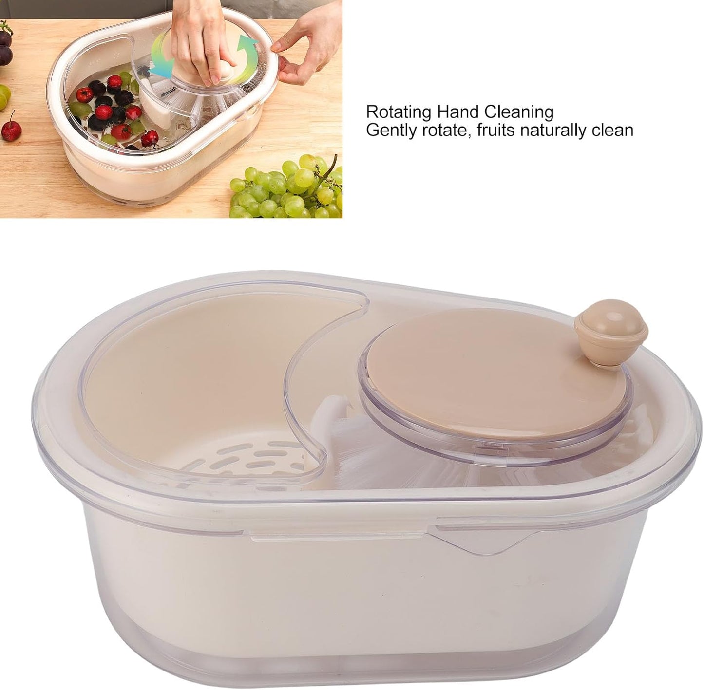 Salad Spinner with Brush, Large Capacity Lettuce Spinner Lettuce Dryer with Drainage Hole, Salad Dryer for Washing, Spinning, and Draining Greens, Fruits, and Vegetables Berry