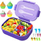 Lunch Box Kids Bento Box - 1300ML Ideal Leak Proof Bento Lunch Box for Kids School Lunchbox for Teens Toddlers Boys, Lunch Box Snack Containers with Utensil (Lunch Box-Purple)