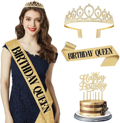 65th Birthday Decorations for Women, Including 65th Birthday Sash and Crown, Cake Topper and Candles, Number Balloons Rose Gold, 65 Year Old Gifts for Women