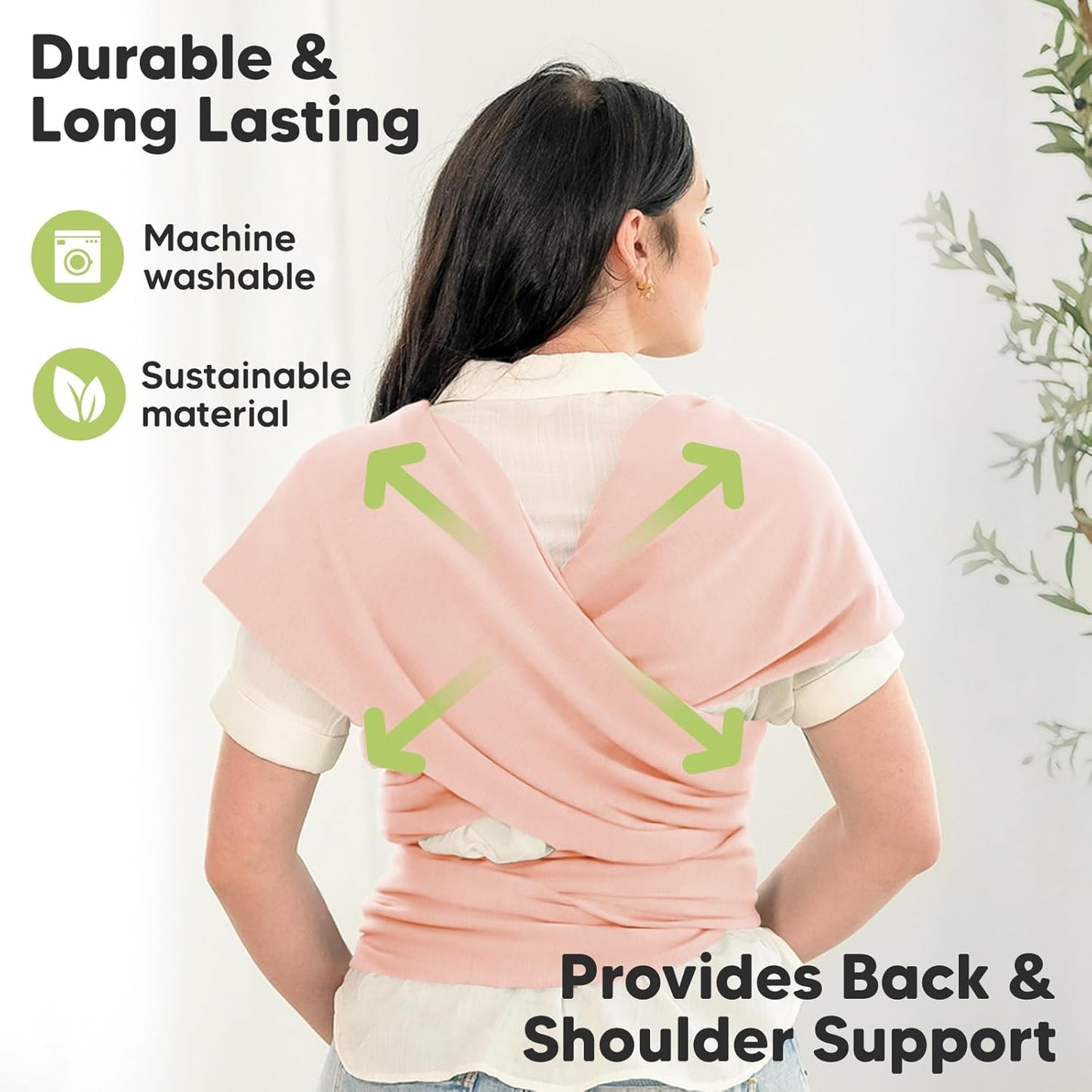 KeaBabies Baby Wrap Carrier - All in 1 Original Baby Carrier Newborn To Toddler Sling, Easy to Wear, Hands Free Bonding, Lightweight, Breathable Infant Wraps (Trendy Black)