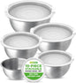 NutriChef 5-Piece Stainless Steel Mixing Bowl Set - Stackable 0.75, 1, 1.5, 3 & 5 Quart Sizes Kitchen Bowls with Lids, Durable & Stackable, Ideal for Marinating Meats for BBQs & Mixing