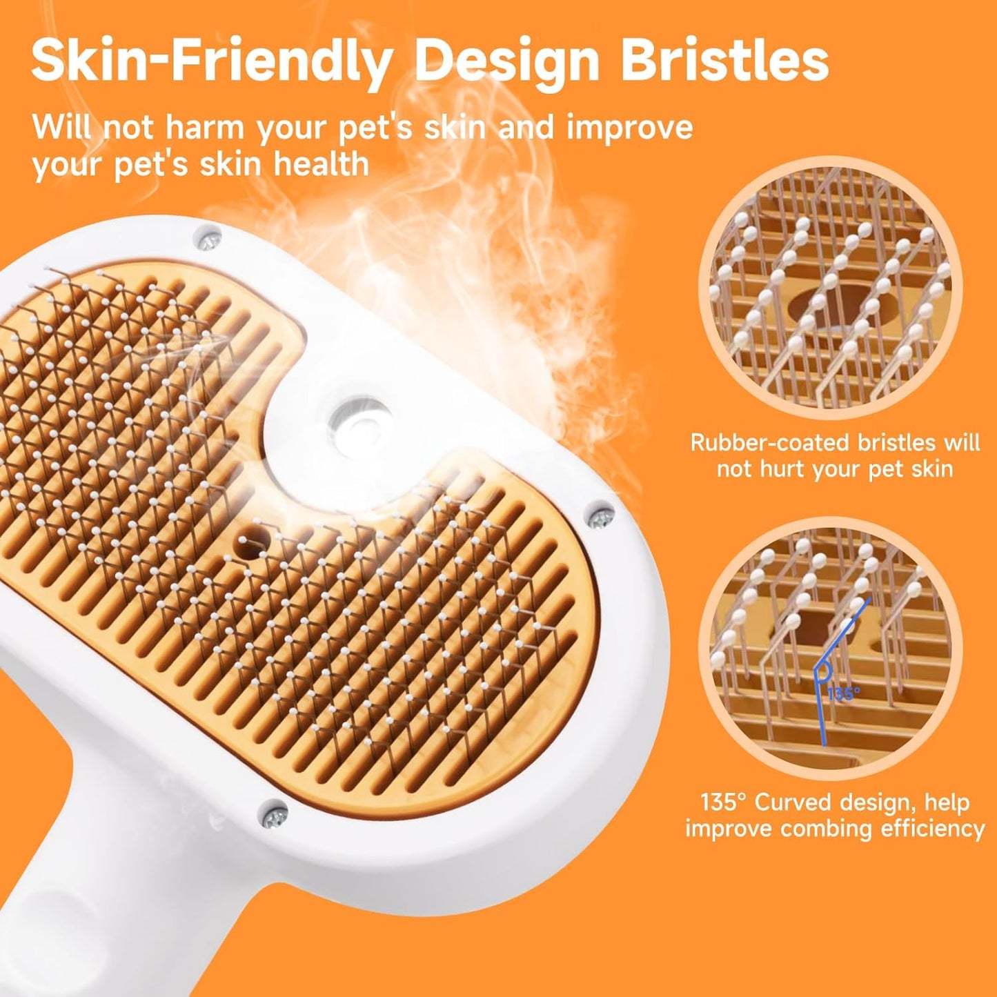 Cat Steam Brush for Dogs & Cats – 3-in-1 Pet Deshedding Tool for Long & Short Haired Pets, Grooming Shedding Brush-Contains shampoo