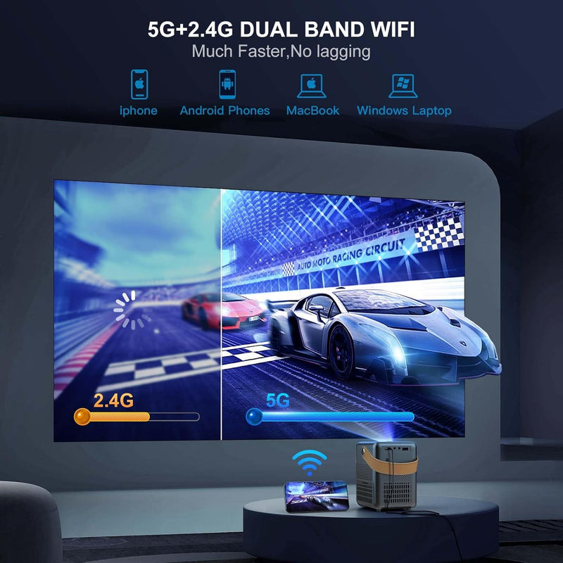 [Electric Focus] Mini Projector with 5G WiFi and Bluetooth, WiMiUS 1080P Portable Projecteur, Outdoor Movie Projector, 300" Screen, Home Theater Projector Compatible with iOS/Android/TV Stick/HDMI/PS5