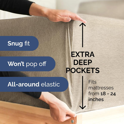 Extra Deep Queen Sheet Set - 6 Piece Breathable & Cooling Sheets - Hotel Luxury Bed Sheets Set - Easy & Secure Fit - Soft, Wrinkle Free & Comfy Sheets Set - White Sheet Set w/Extra Deep Pockets