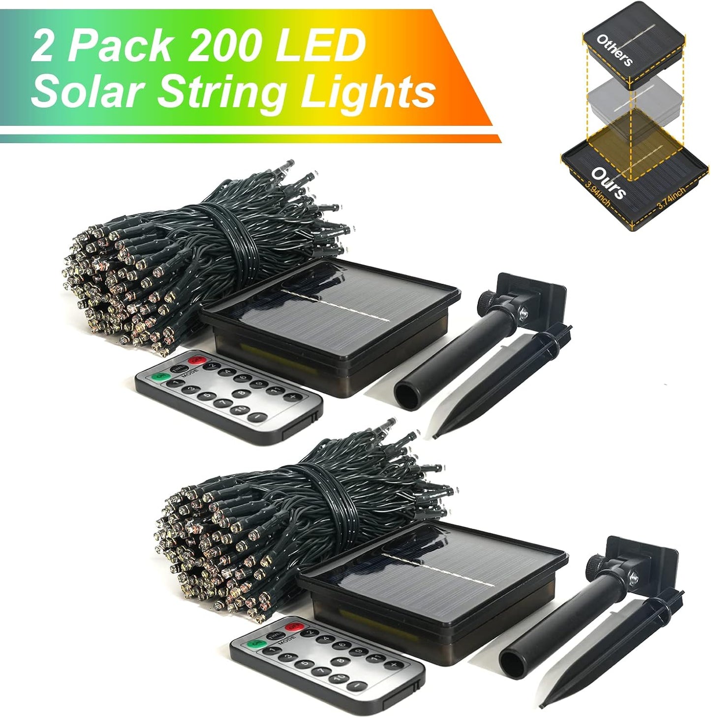 JMEXSUSS 2 Pack 75.5ft Orange Solar Christmas Lights, Total 400 LED Solar String Lights Outdoor Waterproof, 8 Modes Orange Halloween Lights for Tree Patio Garden Thanksgiving Halloween Decorations