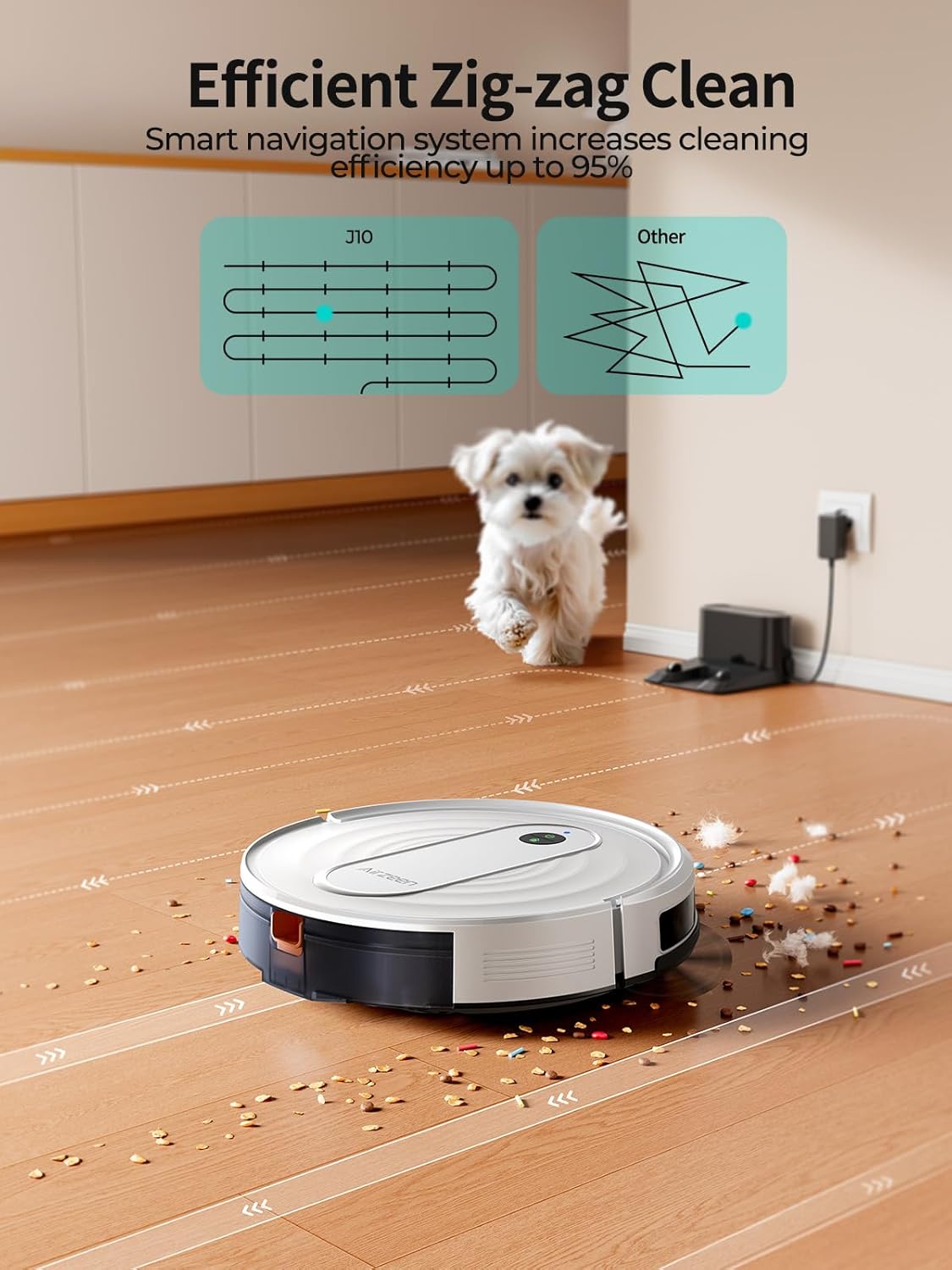 Robot Vacuum - Robot Vacuum and Mop, J10, Perfect for Pet Hair, Carpets, and Hard Floors