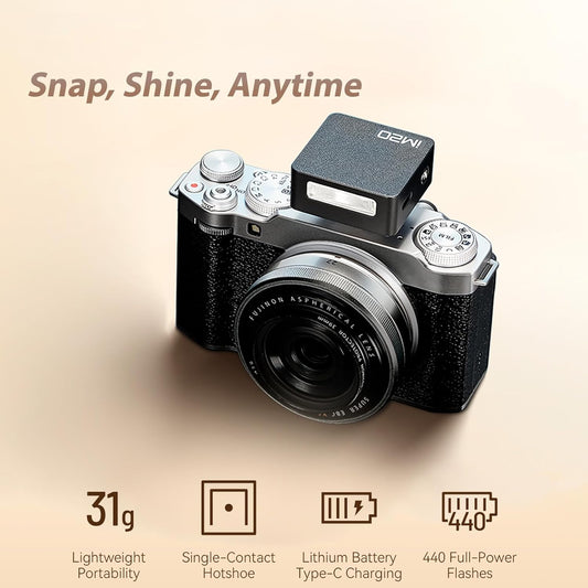 Godox iM20 Mini Flash On-Camera Speedlite with 5 Power Levels, 3s Recycle Time, 440 Full Power Flashes, Built-in Battery Replacement for Canon Nikon Sony Mirrorless Cameras