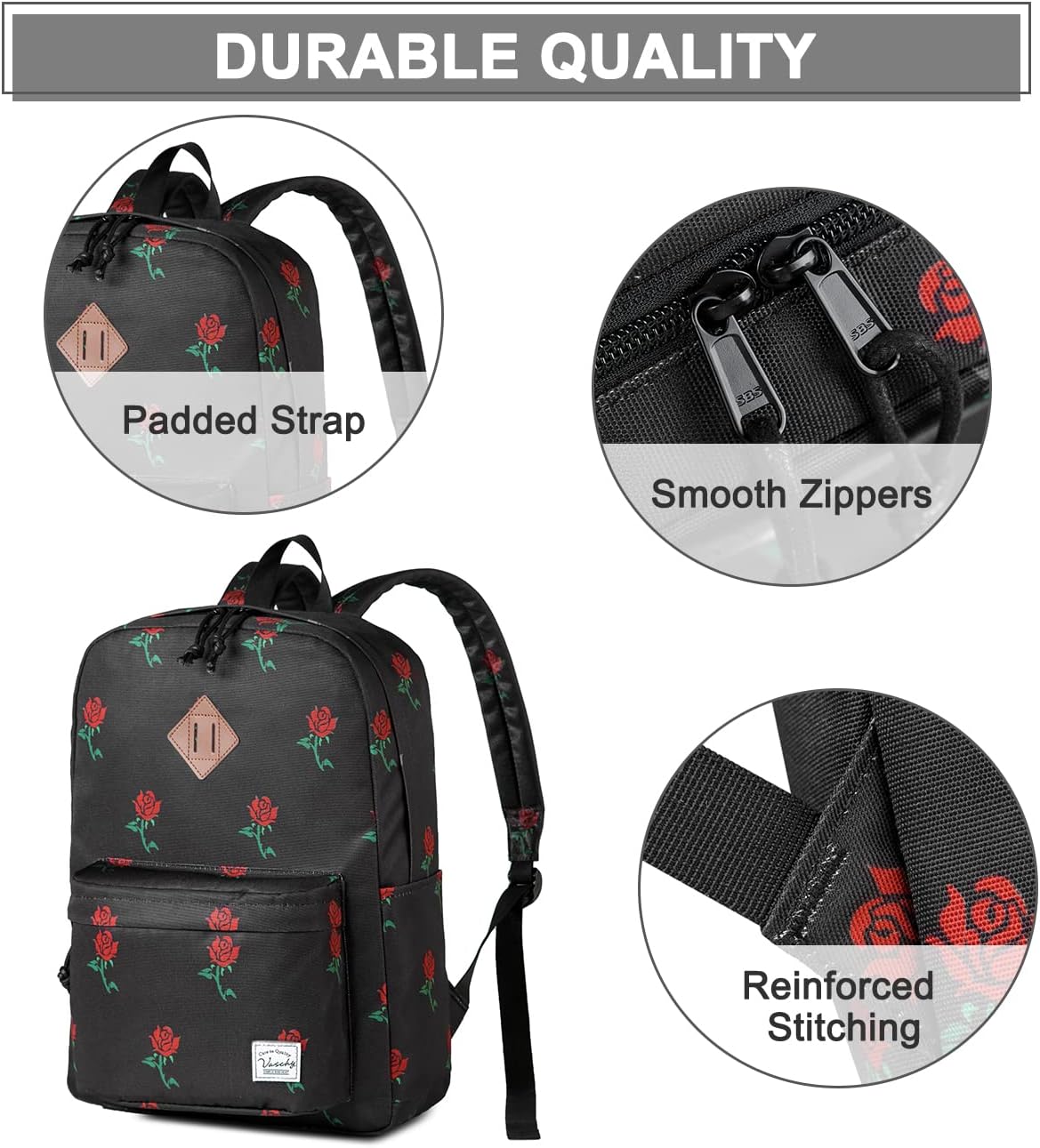 School Backpack for Kids, VASCHY Lightweight Water Resistant Casual Schoolbag Daypack for Men Women Teen Boys Girl Bookbag