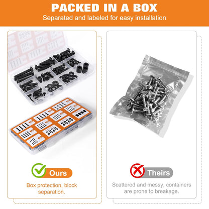 Universal TV Mounting Hardware Screw Kit Set - M4 M5 M6 M8 Screws,Spacers and Washers for Most TV/Monitor VESA Mount, TV Mount Replacement Screws with Box up to 80 inch(Black)
