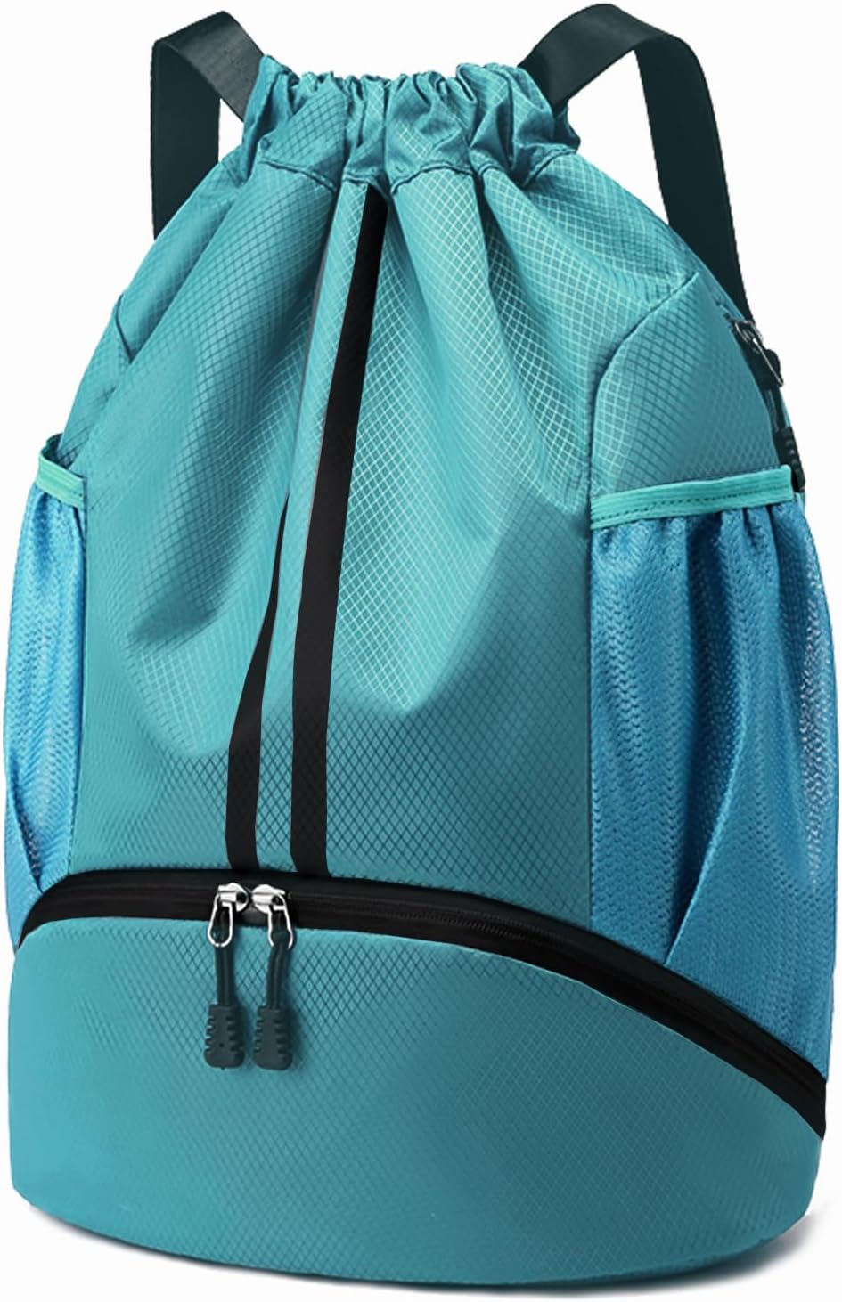 Hoedia Sports Drawstring Backpack - String Swim Gym Bag with Shoes Compartment and Wet Proof Pocket for Women/Men