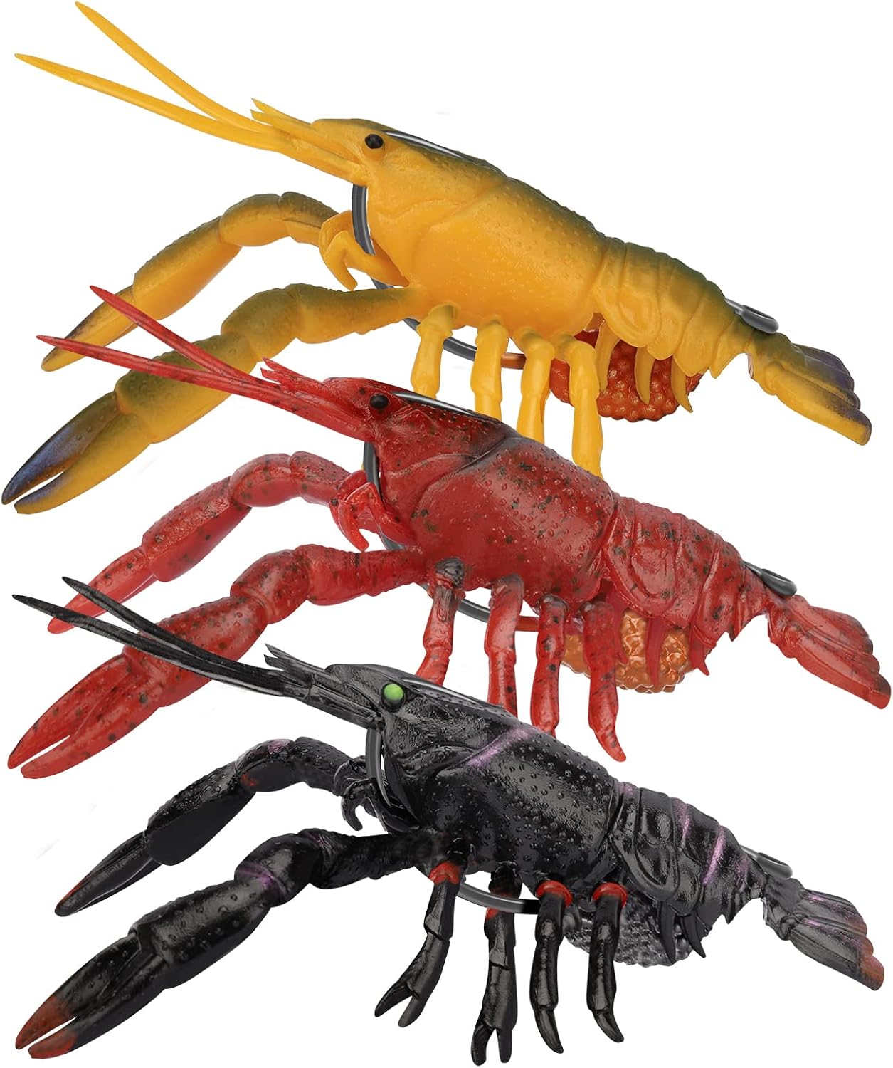 TRUSCEND Pre-rigged Fishing Jig Lures for Freshwater and Saltwater, Innovative Super Durable TPE Bass Lures, Lifelike Shrimp Crayfish Swimbait, Weedless Lure for Crappie Trout Walleye, Keep Separately