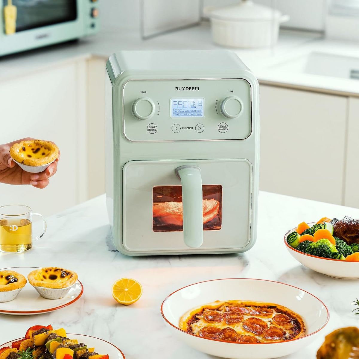 BUYDEEM F51 Air Fryer, Visible Window, One-Touch Control with LCD Display