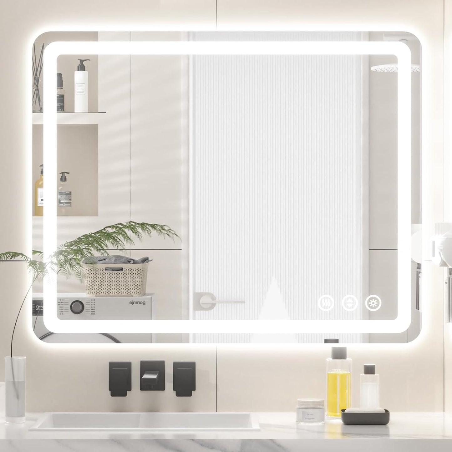 Lmsedf 24" x 32"Rectangle LED Bathroom Mirror with Lights, Backlit & Front Lighted, Wall-Mounted Vanity Mirror 3000K/4000K/6000K, Memory Functions, Anti-Fog, Dimmable Smart Mirror