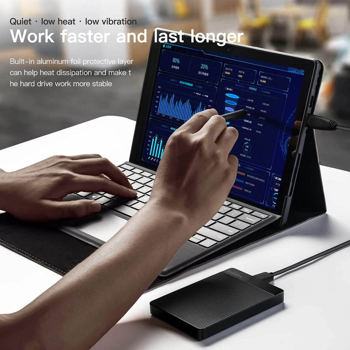 UnionSine 1TB Ultra Slim Portable External Hard Drive HDD-USB 3.0 Storage