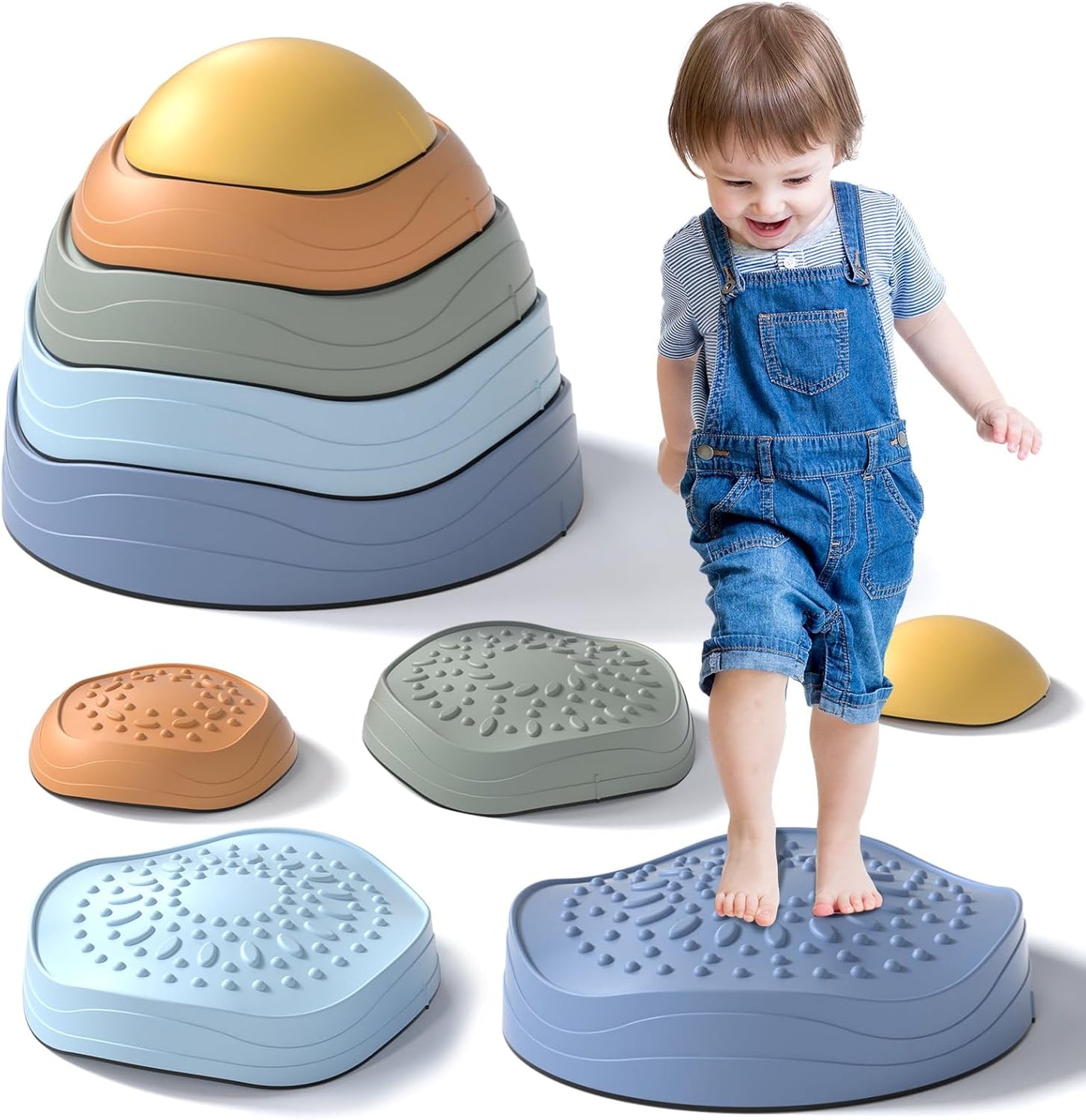 Lehoo Castle Toddler Stepping Stones Set, Non-Slip Balance Stones for Kids 18 Months+, Indoor & Outdoor Obstacle Course Toys, Sensory and Coordination Development - PuriLite
