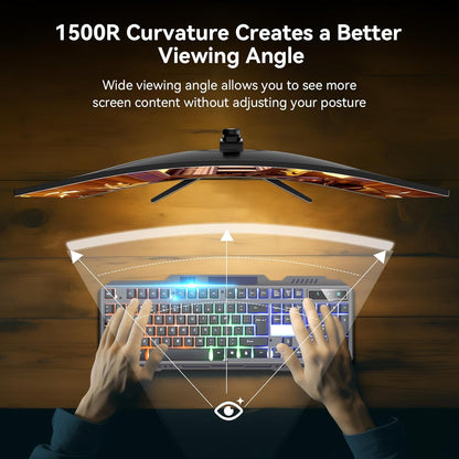 SANSUI 32 Inch Curved 240Hz Gaming Monitor with Speakers, High Refresh Rate FHD 1080P Gaming PC Monitor Curved 1500R, 1ms(MPRT), HDR, HDMI DP, Metal Stand, VESA Compatible (ES-G32C3F DP Cable Incl.)