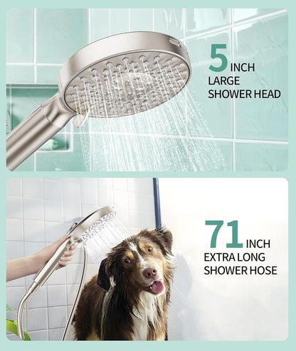Filtered Shower Head with Handheld, High Pressure 9 Spray Mode Chrome Showerhead with Filters,Detachable Shower Head,Water Softener Filters Beads for Hard Water -Remove Chlorine