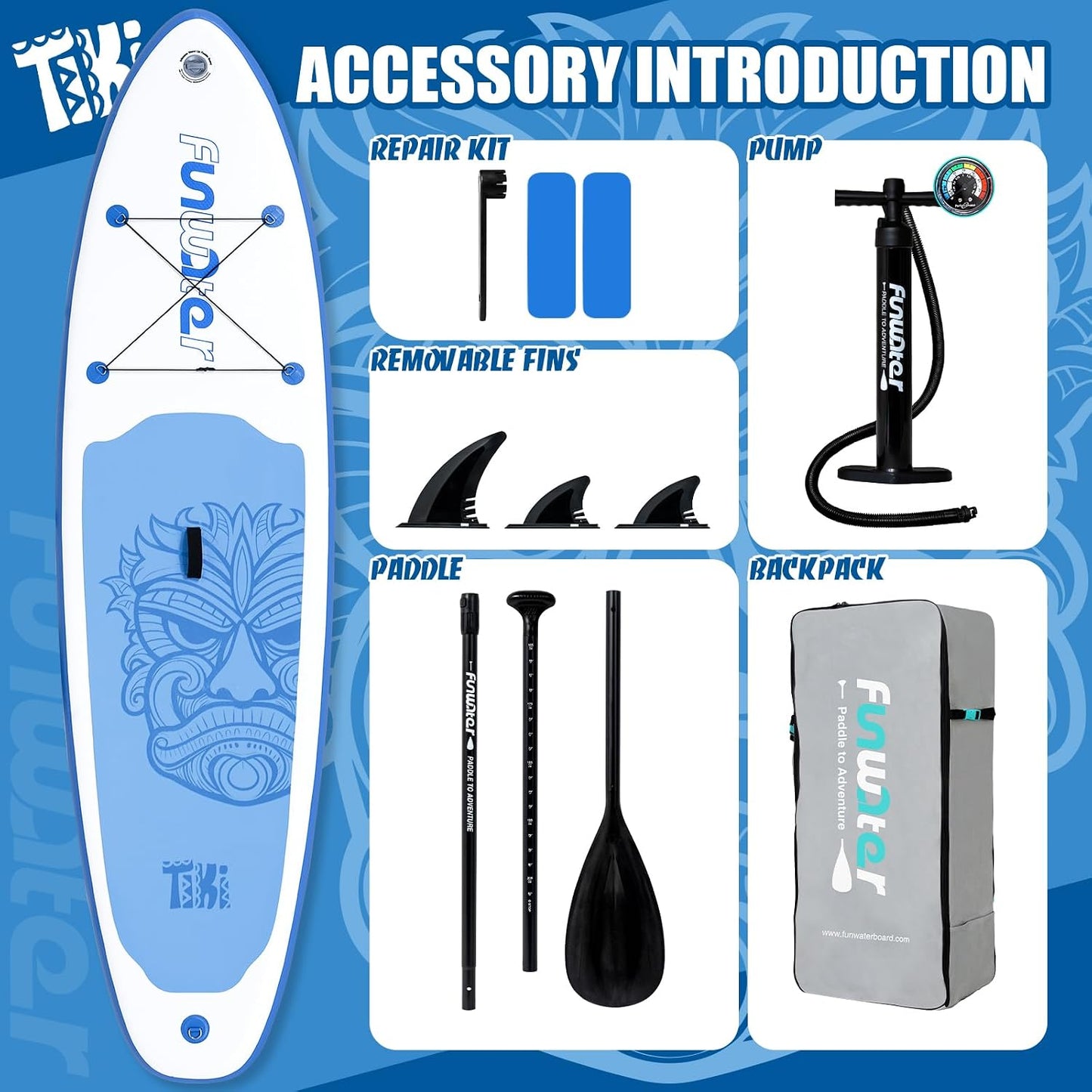 FunWater 11'6" Inflatable Stand Up Paddle Board | Ultra-Light SUP Board with Premium Accessories for Youth & Adults