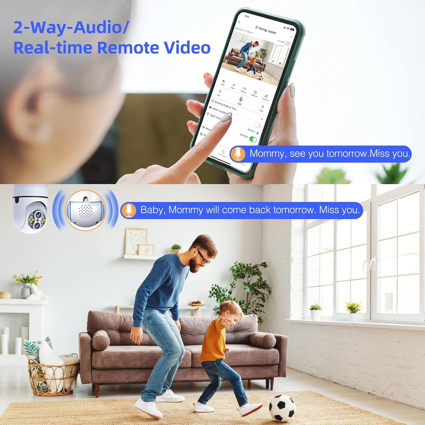 2Pack Light Bulb Security Camera, Dual Lens 10X Zoom 360° PTZ Outdoor Camera 2.4G Wi-Fi Color Night Vision Surveillance Camera with Two-Way Talk, Motion Tracking, Cloud Storage for Home Security