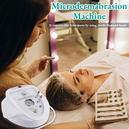 Diamond Microdermabrasion Machine, 65-68cmHg Suction Power Dermabrasion Machine for Home and Beauty Salon Use with 3 Kinds of Diamond Wand and 9 Different Professional Diamond Tips