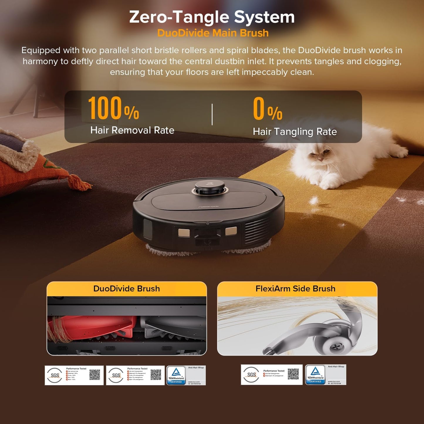 roborock Qrevo S5V Robot Vacuum and Mop, FlexiArm Edge Mopping, 12,000Pa Suction, Smart Obstacle Avoidance, Dual Anti-Tangle Brushes, 10mm Mop Lifting, Auto Mop Washing&Drying, Self-Emptying&Refilling