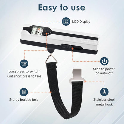 travel inspira Luggage Scale Battery-Free, Travel Essentials, Portable Handheld Digital Suitcase Weight Scale for for Travel Accessories, 110lbs/50kg (Gray)