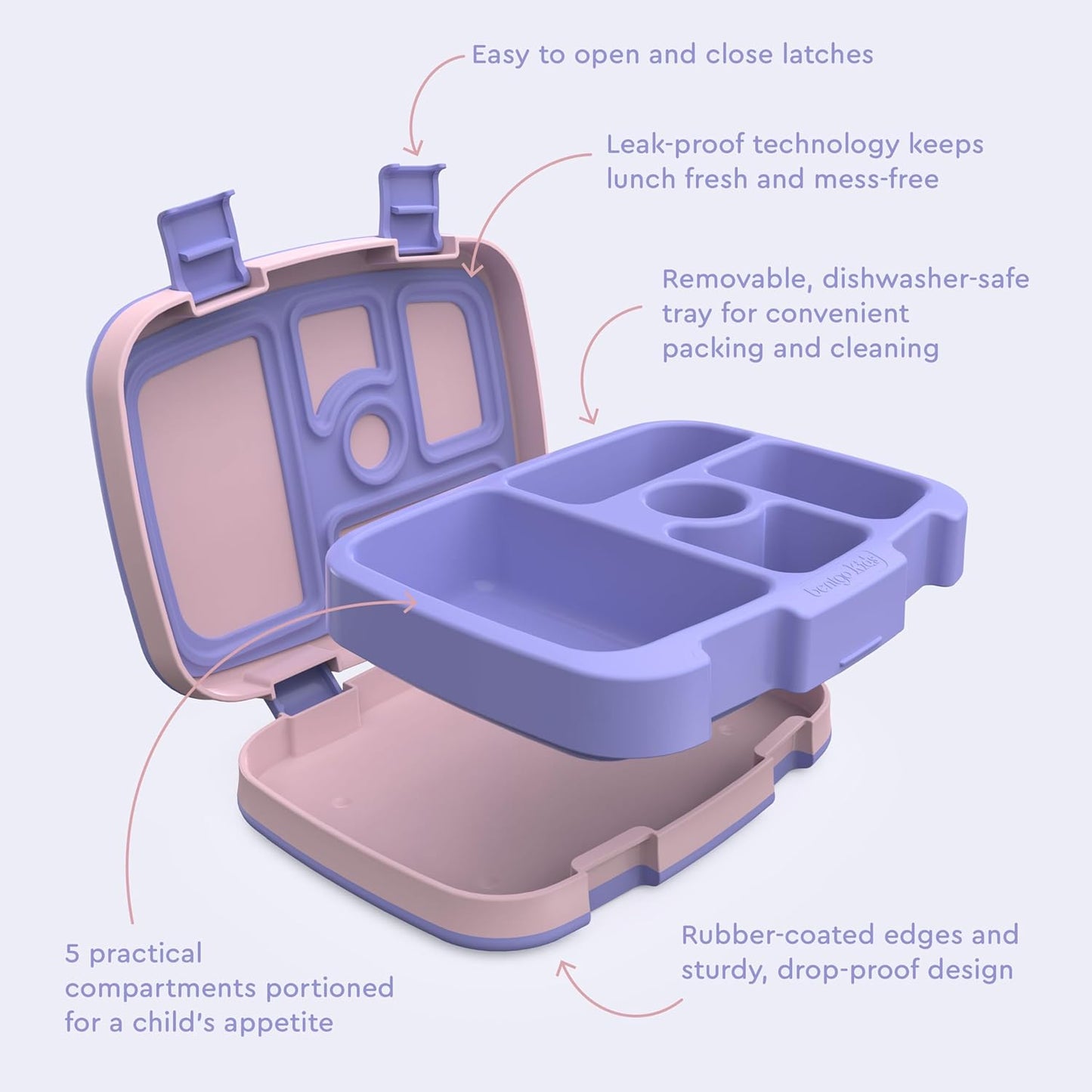Bentgo Kids Prints (Unicorn) - Leak-Proof, 5-Compartment Bento-Style Kids Lunch Box - Ideal Portion Sizes for Ages 3 to 7 - BPA-Free and Food-Safe Materials