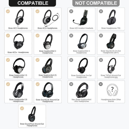 Replacement Ear Pads Earpads for Bose QuietComfort QC 2 15 25 35 Ear Cushion for QC2 QC15 QC25 QC35 SoundLink SoundTrue Around-Ear II AE2 (Black)